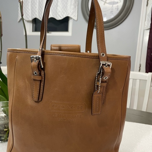 Coach Handbags - Coach Hampton Leather Shoulder Tote Bag Brown
